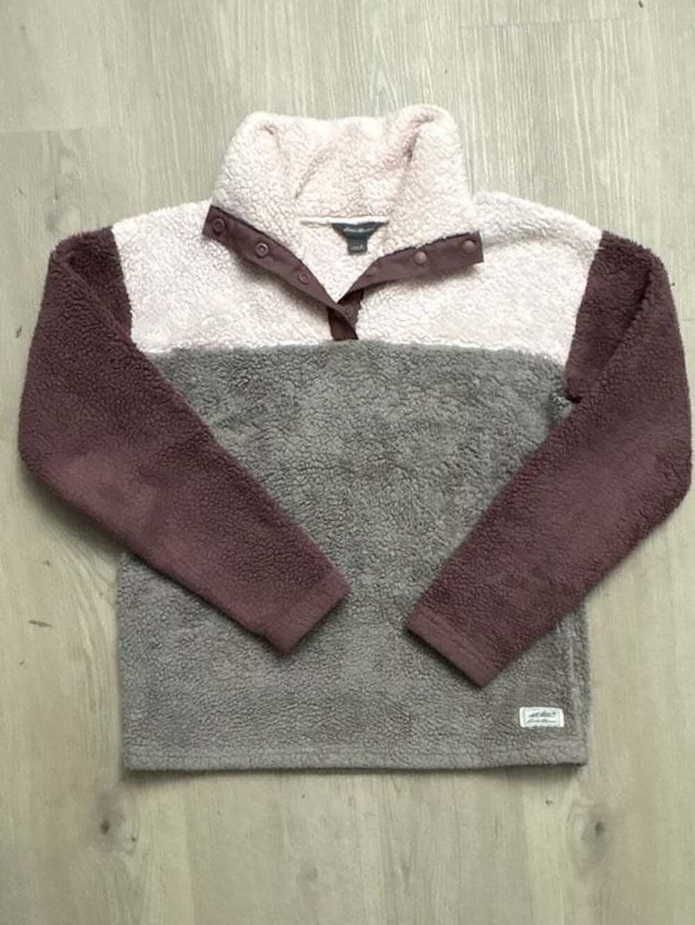 Eddie Bauer Colorblock Woman’s Quest Sherpa Fleece Pullover Size S